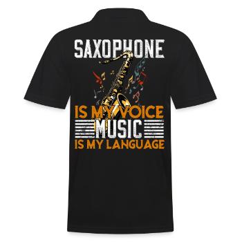 Funny Saxophone Design Saxophone Player Saying - Men's Polo Shirt - black - Back - Kai (181cm)