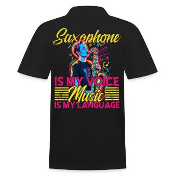 Saxophone Design Drôle Saxophone Joueur Jazz - Polo Homme - noir - Dos - Kai (181cm)