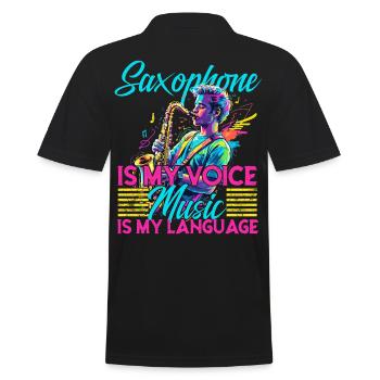 Lustiges Saxophon Design Jazz Musik Liebhaber - Männer Poloshirt - Schwarz - Hinten - Kai (181cm)
