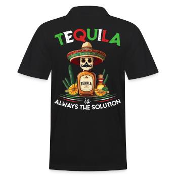 Funny Tequila Saying Cinco de Mayo Design - Men's Polo Shirt - black - Back - Kai (181cm)