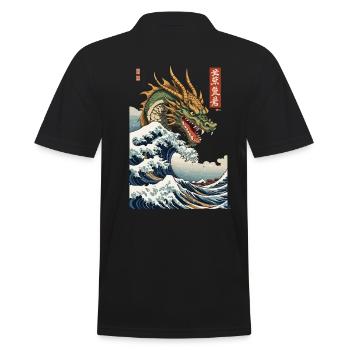 Vintage Ukiyo-E Welle Japan Drachen Aesthetic - Männer Poloshirt - Schwarz - Hinten - Kai (181cm)