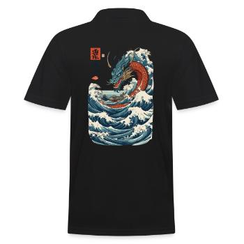 Art du dragon japonais vintage de style Ukiyo-E - Polo Homme - noir - Dos - Kai (181cm)