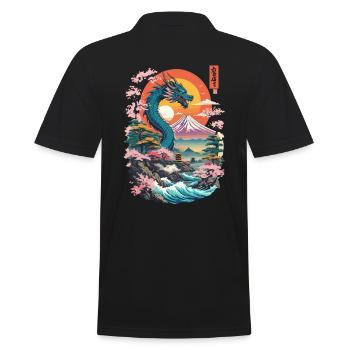 Dragon japonais vintage Ukiyo-E Vaporwave - Polo Homme - noir - Dos - Kai (181cm)
