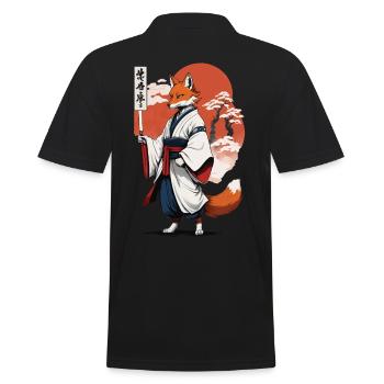 Ukiyo-E Style artistique japonais Kitsune Renard - Polo Homme - noir - Dos - Kai (181cm)