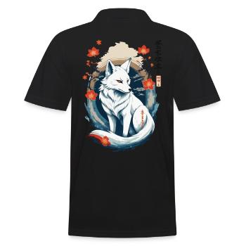 Ukiyo-E Style artistique japonais Kitsune Renard - Polo Homme - noir - Dos - Kai (181cm)
