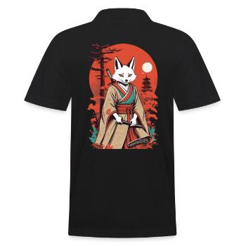 Samurai Fuchs Japanische Kitsune Maske Design - Männer Poloshirt - Schwarz - Hinten - Kai (181cm)
