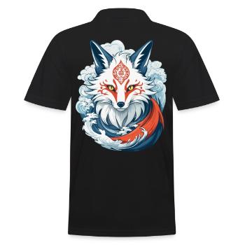 Masque Kitsune Japonais Anime Kawaii Renard Fantôme - Polo Homme - noir - Dos - Kai (181cm)