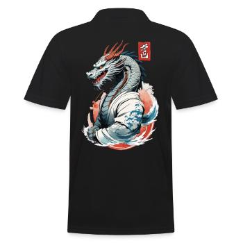 Japanischer Drache Vintage Style mit Kanji Zeichen - Männer Poloshirt - Schwarz - Hinten - Kai (181cm)