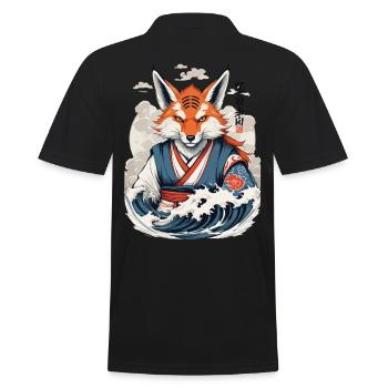 Ukiyo-E Art vintage Kitsune renard japonais - Polo Homme - noir - Dos - Kai (181cm)
