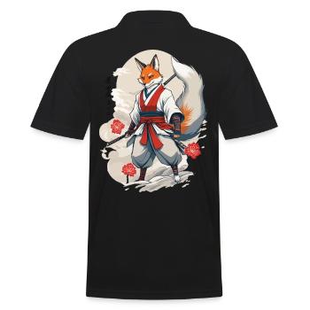 Samurai Kitsune Fox Kawaii Fox Spirit Design - Men's Polo Shirt - black - Back - Kai (181cm)
