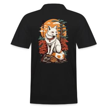 Masque Kitsune Japonais Anime Kawaii Renard Fantôme - Polo Homme - noir - Dos - Kai (181cm)