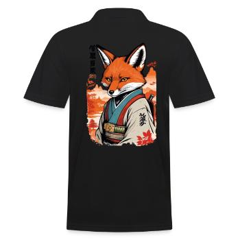 Yokai renard kawaii vintage de style ukiyo-e - Polo Homme - noir - Dos - Kai (181cm)