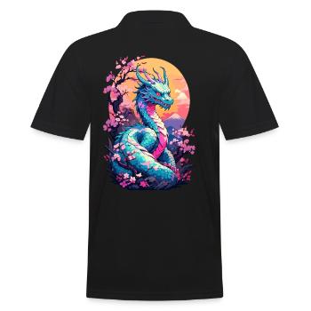 Dragon Anime Fan Japanese Dragon Vintage - Men's Polo Shirt - black - Back - Kai (181cm)