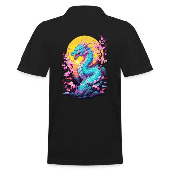 Dragon Anime Style japonais Vintage Esthétique - Polo Homme - noir - Dos - Kai (181cm)