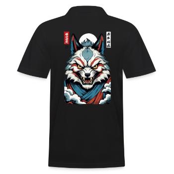 Masque Kitsune japonais vintage de style Ukiyo-E - Polo Homme - noir - Dos - Kai (181cm)