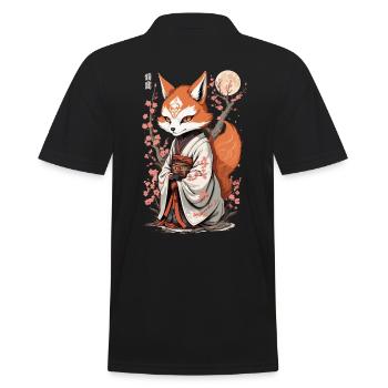 Esthétique Kawaii Kitsune Japonais Kitsune Yokai - Polo Homme - noir - Dos - Kai (181cm)