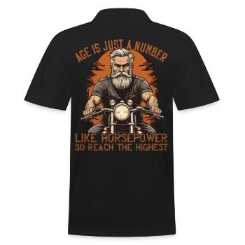 Alter Ist Pferdestärke Lustiger Biker Opa Design - Männer Poloshirt - Schwarz - Hinten - Kai (181cm)