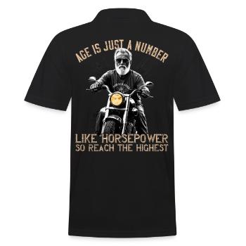 Age Is Horsepower Funny Biker Grandpa Design - Men's Polo Shirt - black - Back - Kai (181cm)