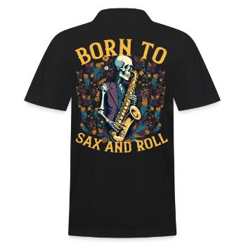Saxophonist Rocker Lustiges Jazz Musik Design - Männer Poloshirt - Schwarz - Hinten - Kai (181cm)