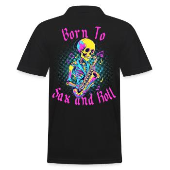 Sax and Roll Lustiges Saxophon Jazz Design - Männer Poloshirt - Schwarz - Hinten - Kai (181cm)