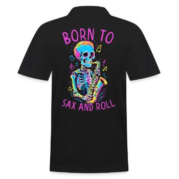 Zum Saxophonisten Geboren Lustiges Jazz Design - Männer Poloshirt - Schwarz - Hinten - Kai (181cm)