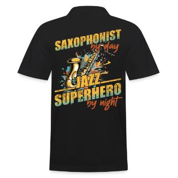 Lustiger Saxophon Spruch Jazz Musik Design - Männer Poloshirt - Schwarz - Hinten - Kai (181cm)