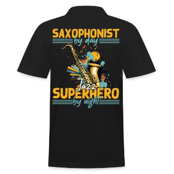 Conception de super-héros de saxophone amusant pour la musique jazz - Polo Homme - noir - Dos - Kai (181cm)