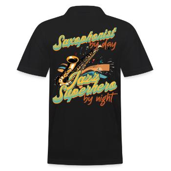 Lustiges Saxophon Design Jazz Musik Liebhaber - Männer Poloshirt - Schwarz - Hinten - Kai (181cm)