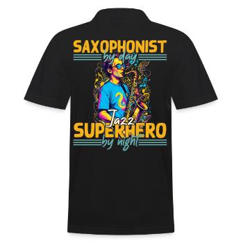 Lustiges Saxophon Design Jazz Musik Liebhaber - Männer Poloshirt - Schwarz - Hinten - Kai (181cm)