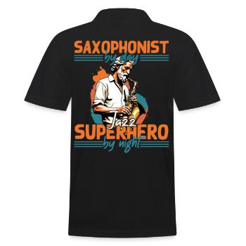 Lustiges Saxophon Design Jazz Musik Liebhaber - Männer Poloshirt - Schwarz - Hinten - Kai (181cm)