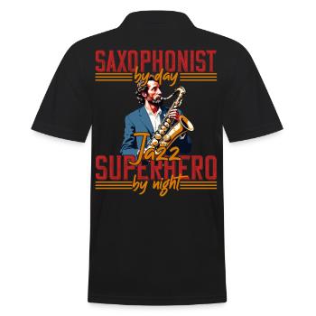 Lustiger Saxophon Spruch Jazz Musik Liebhaber - Männer Poloshirt - Schwarz - Hinten - Kai (181cm)