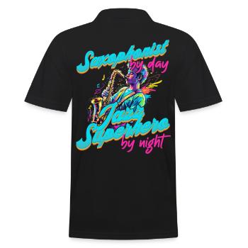 Lustiges Saxophon Design Für Jazz Musik Liebhaber - Männer Poloshirt - Schwarz - Hinten - Kai (181cm)