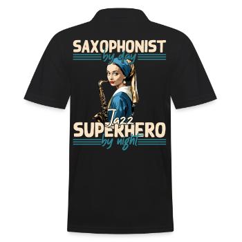 Lustiges Saxophon Design Jazz Musik Liebhaber - Männer Poloshirt - Schwarz - Hinten - Kai (181cm)