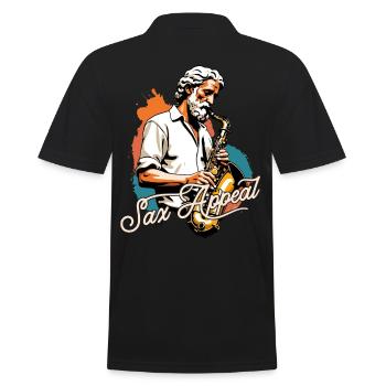 Funny saxophone design with sax appeal - Men's Polo Shirt - black - Back - Kai (181cm)