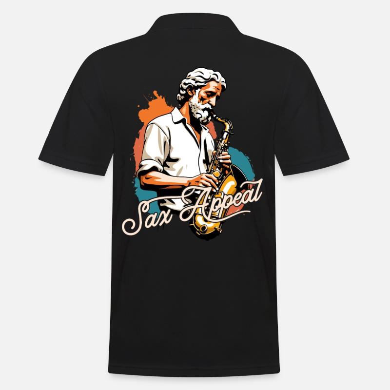 Design de saxophone amusant avec un attrait pour le saxophone - Polo Homme - noir