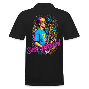 Lustiges Saxophon Design Jazz Musik Liebhaber - Männer Poloshirt - Schwarz - Hinten - Kai (181cm)