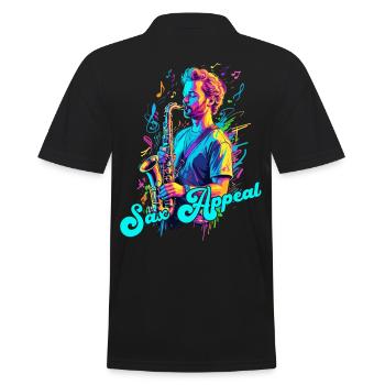 Lustiges Saxophon Design Jazz Musik Liebhaber - Männer Poloshirt - Schwarz - Hinten - Kai (181cm)