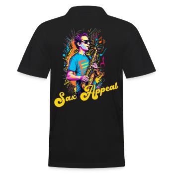 Lustiges Saxophon Design Jazz Musik Liebhaber - Männer Poloshirt - Schwarz - Hinten - Kai (181cm)