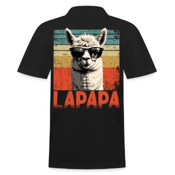 Lapapa Funny Llama Dad Perfect Style - Men's Polo Shirt - black - Back - Kai (181cm)