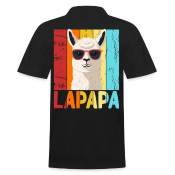 Lapapa Lustiger Lama Papa Perfekter Style - Männer Poloshirt - Schwarz - Hinten - Kai (181cm)