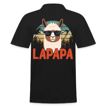 Lapapa Funny Llama Dad Perfect Style - Men's Polo Shirt - black - Back - Kai (181cm)