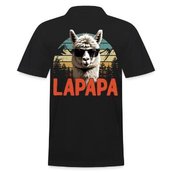 Lapapa Lustiger Lama Papa Perfekter Style - Männer Poloshirt - Schwarz - Hinten - Kai (181cm)
