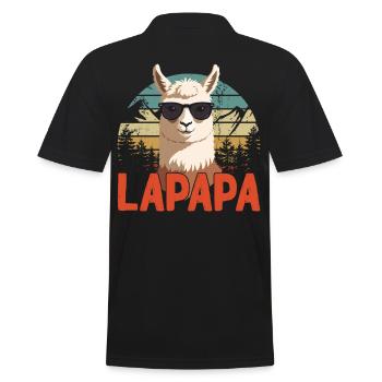 Lapapa Funny Llama Dad Perfect Style - Men's Polo Shirt - black - Back - Kai (181cm)
