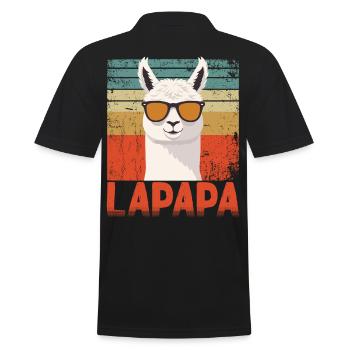 Lapapa Funny Llama Father Perfect Style - Men's Polo Shirt - black - Back - Kai (181cm)