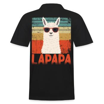 Lapapa Funny Llama Father Perfect Style - Men's Polo Shirt - black - Back - Kai (181cm)