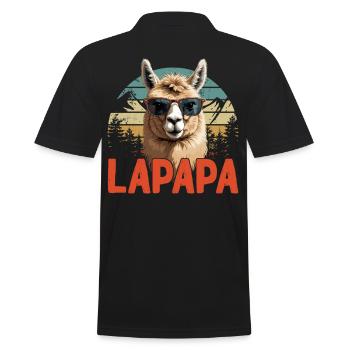 Lapapa Funny Llama Father Perfect Style - Men's Polo Shirt - black - Back - Kai (181cm)