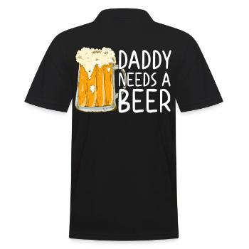 Daddy Needs Beer Funny Father Father's Day Style - Men's Polo Shirt - black - Back - Kai (181cm)