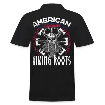 Proud American Viking Nordic Roots - Men's Polo Shirt - black - Back - Kai (181cm)