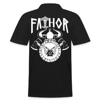 Wikinger Papa Vathor Nordischer Stolzer Vater - Männer Poloshirt - Schwarz - Hinten - Kai (181cm)