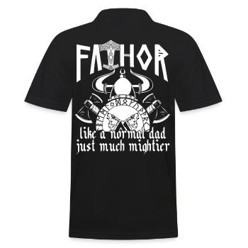 Wikinger Papa Vathor Mächtiger Nordischer Vater - Männer Poloshirt - Schwarz - Hinten - Kai (181cm)